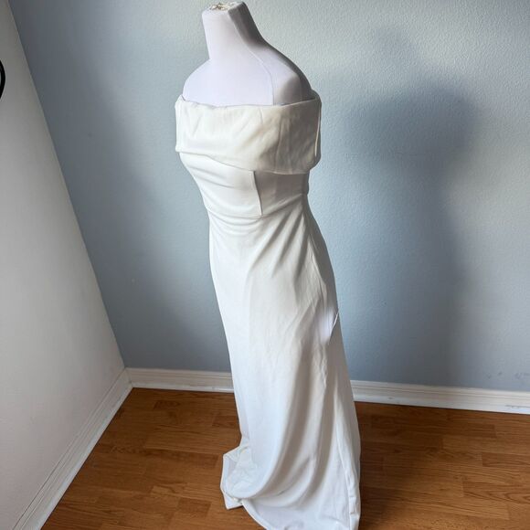 Lulus Exceptional Romance White Off-the-Shoulder Mermaid Maxi Dress Size Large - Picture 6 of 12